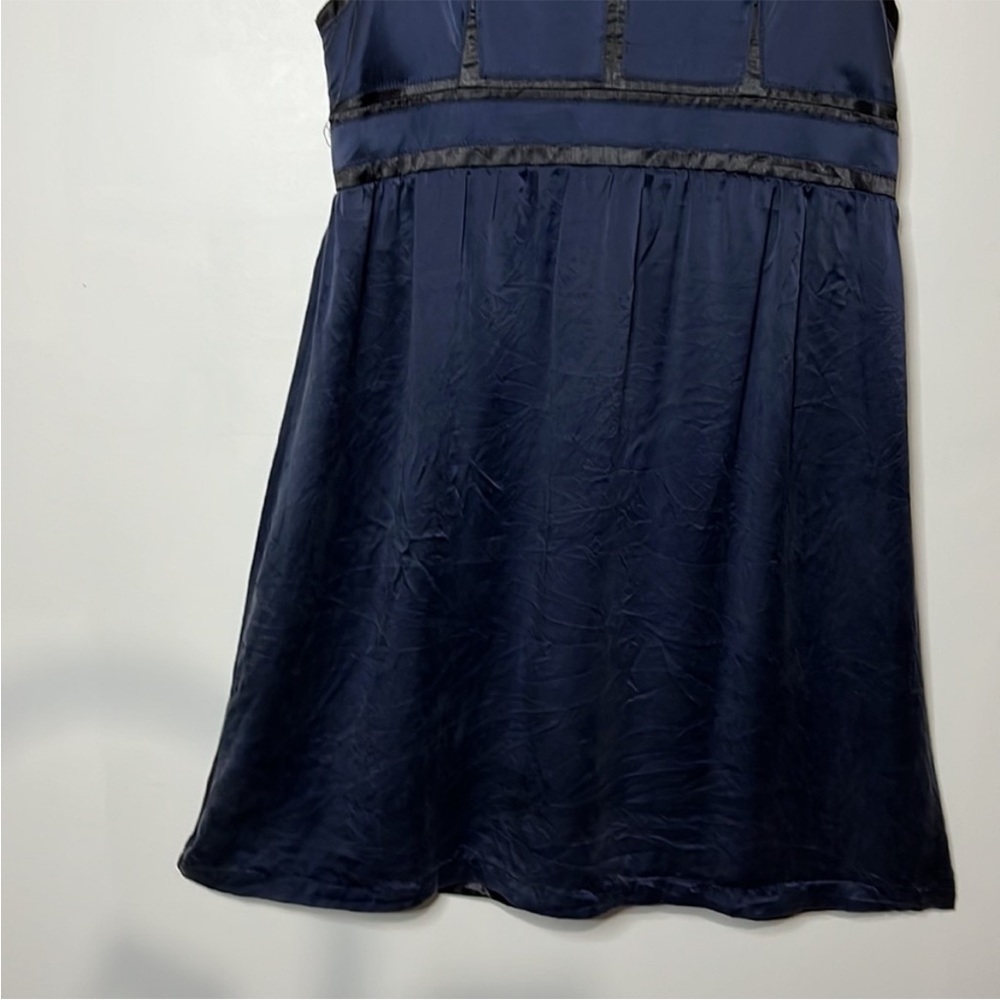 Proenza Schouler for Target 100%silk Navy/black trim  Sleeveless dress Size 13 - Picture 7 of 11